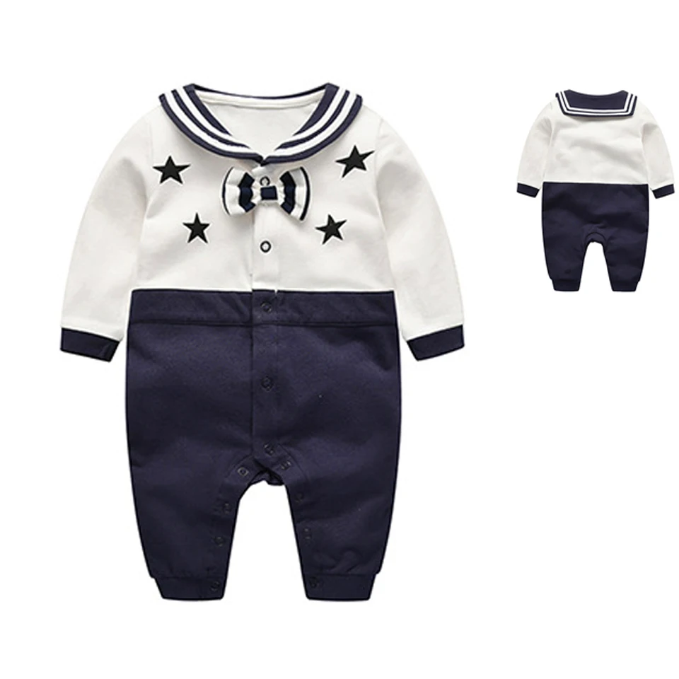 

Baby Sailor Costume Anchor Romper White Navy Sailor uniforms Costumes Baby Boy Clothing Roupas Bebe Infant Jumpsuit Bebes