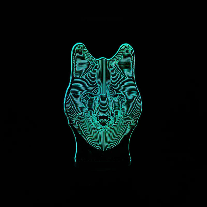 Креативные подарки 3D видение дикий зверь Canis Lupus олень LED 7 видов цветов градиенты
