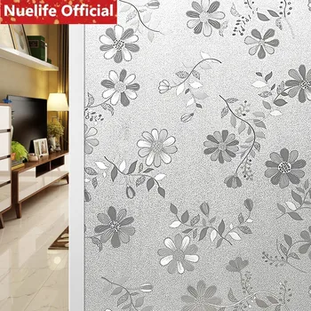

45x200cm flower pattern relief electrostatic glass film bathroom kitchen bedroom balcony window sliding door opaque glass film