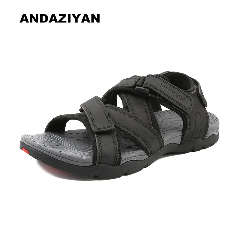 Brown Confortáveis De light Andaziyan dark Chinelos Preto Sandálias E Sapatas Brown Couro Dos Homens qPqtX1wZ