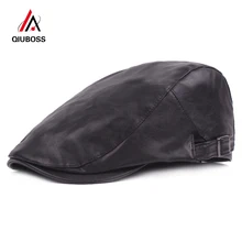 QIUBOSS унисекс одноцветная шляпа Newsboy из лакированной кожи, берет плюща, Повседневная плоская кепка таксиста для гольфа, s QB72