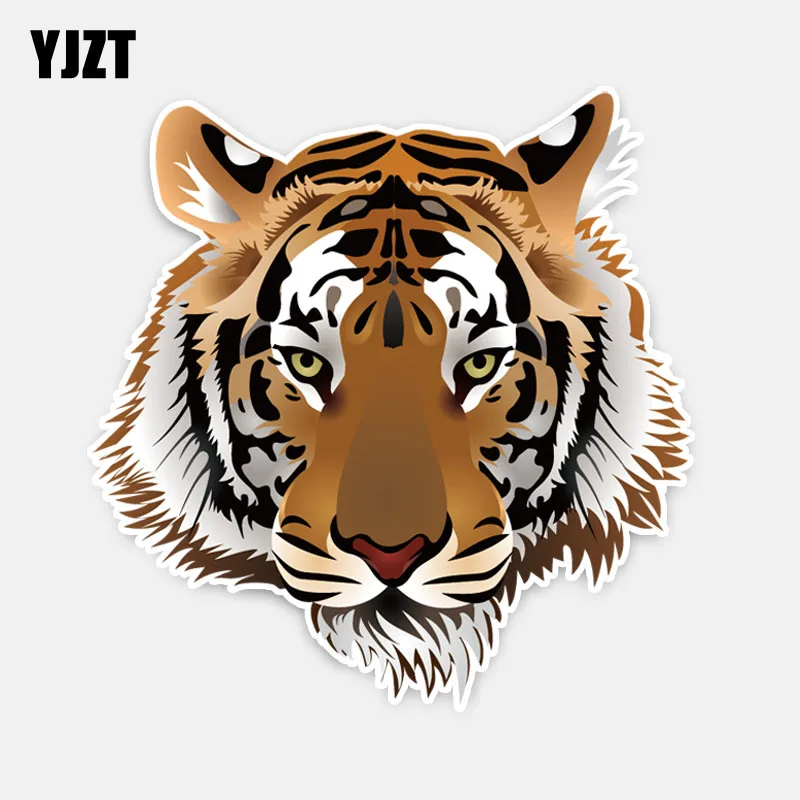 

YJZT 14CM*14.2CM Personality Tiger Head PVC Decal Car Sticker Waterproof Accessories 5-0479