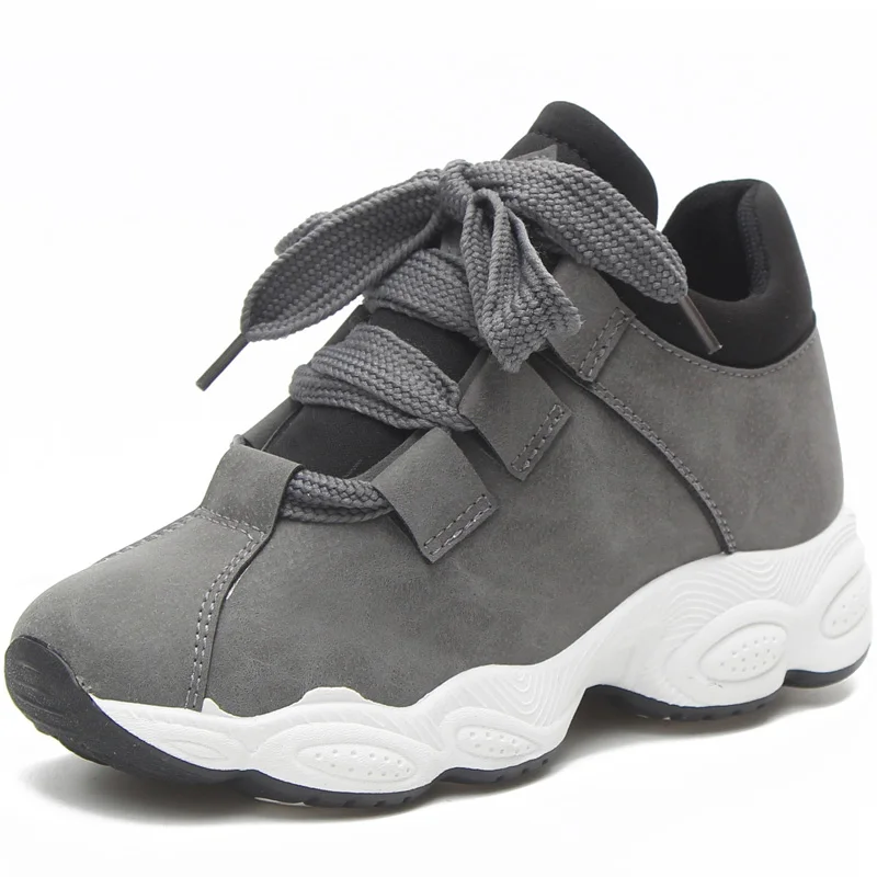 

Autumn Winter Platform Sneakers Women Pig Suede Comfortable Casual Shoes Woman Korean Fashion Zapatos De Mujer Gray Black