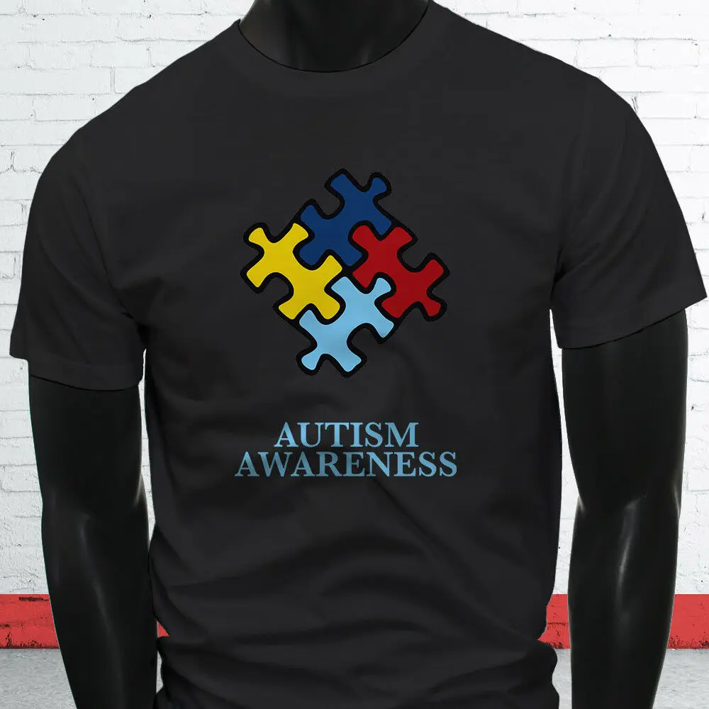 

Love Children Therapy Cancer Art Autism Awareness Puzzles Mens Short Sleeve Cotton T-Shirt