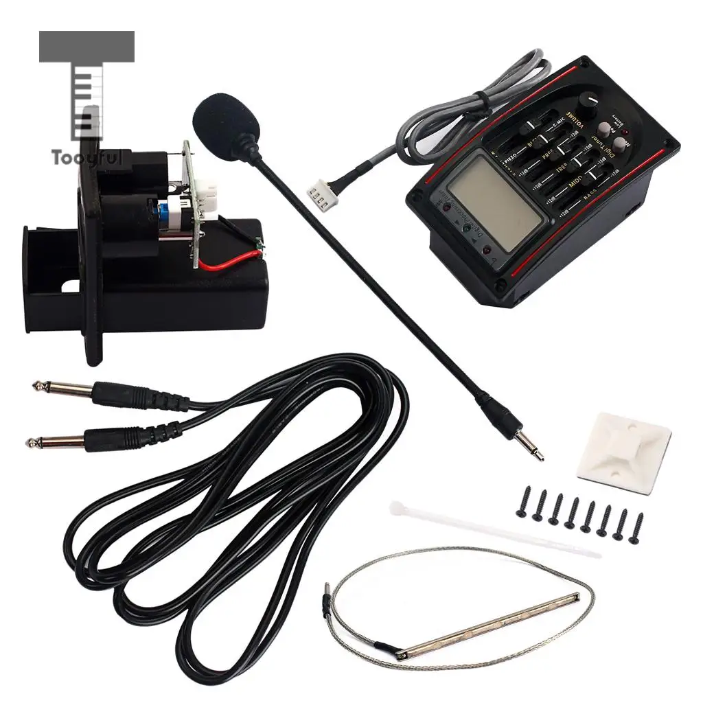 Tooyful 5-Band EQ Equalizer Preamp Pickup LCD Tuner with Microphone Set LC-5 for Acoustic/Classical Guitar Replacement Parts