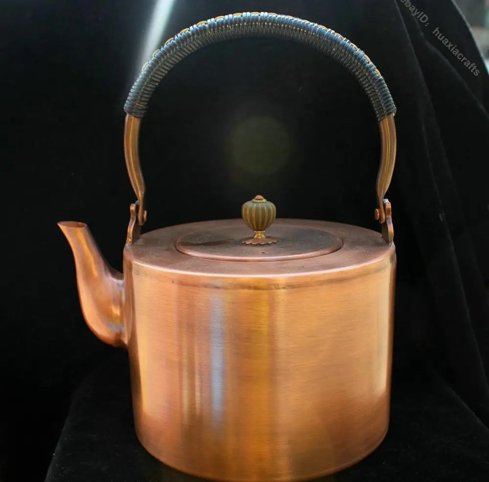 25cm Collect Chinese Purple Pure Bronze Handmade Flagon Kettle Teapot Sculpture | Дом и сад
