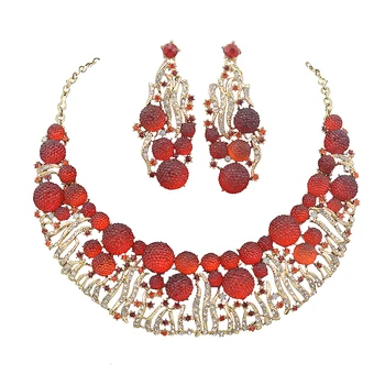 

African ball crystal balls birdal Necklace earrings set beads RED color women Wedding Party Jewelry set Free shipping