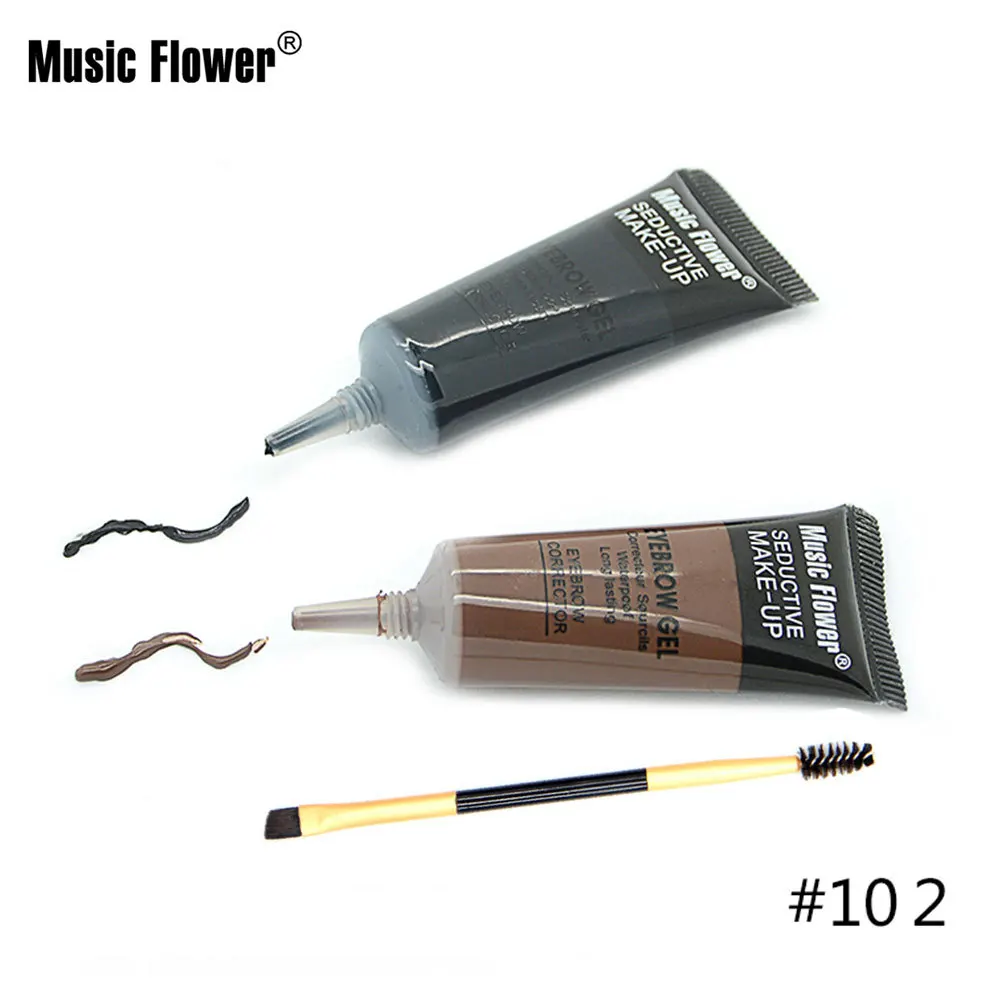 Music Flower 2 Цвет в 1 карандаш для бровей Соблазнительные Водонепроницаемый гель для бровей с двойным Концом Кисти стойкий макияж глаз набор - Цвет: 02