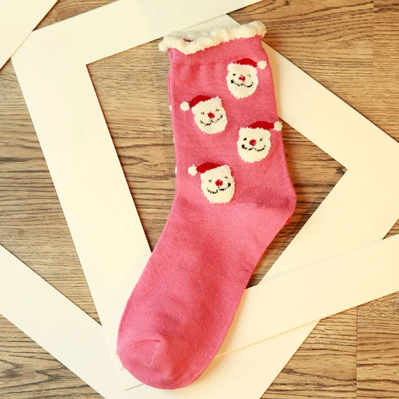 5 pairs النساء الجوارب القصيرة جميل سانتا كلوز عيد سعيد مضحك الجوارب الربيع الشتاء القطن الفتيات جورب meias مريحة جيدة