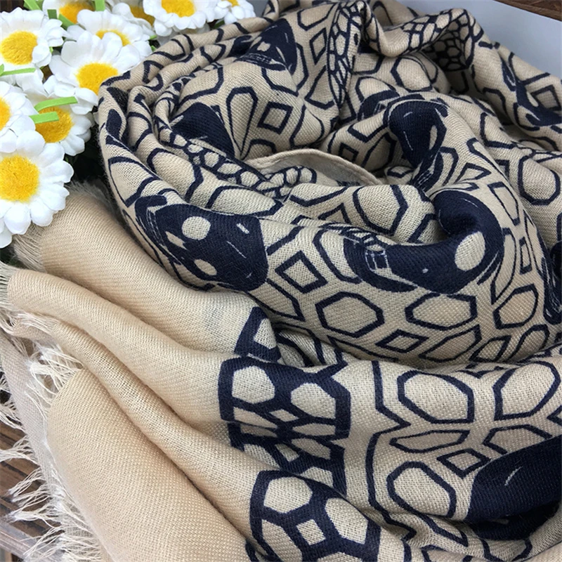 Женский хлопковый шарф в стиле панк с принтом черепа 180x100 см|printed scarf|skull print scarfdesigner