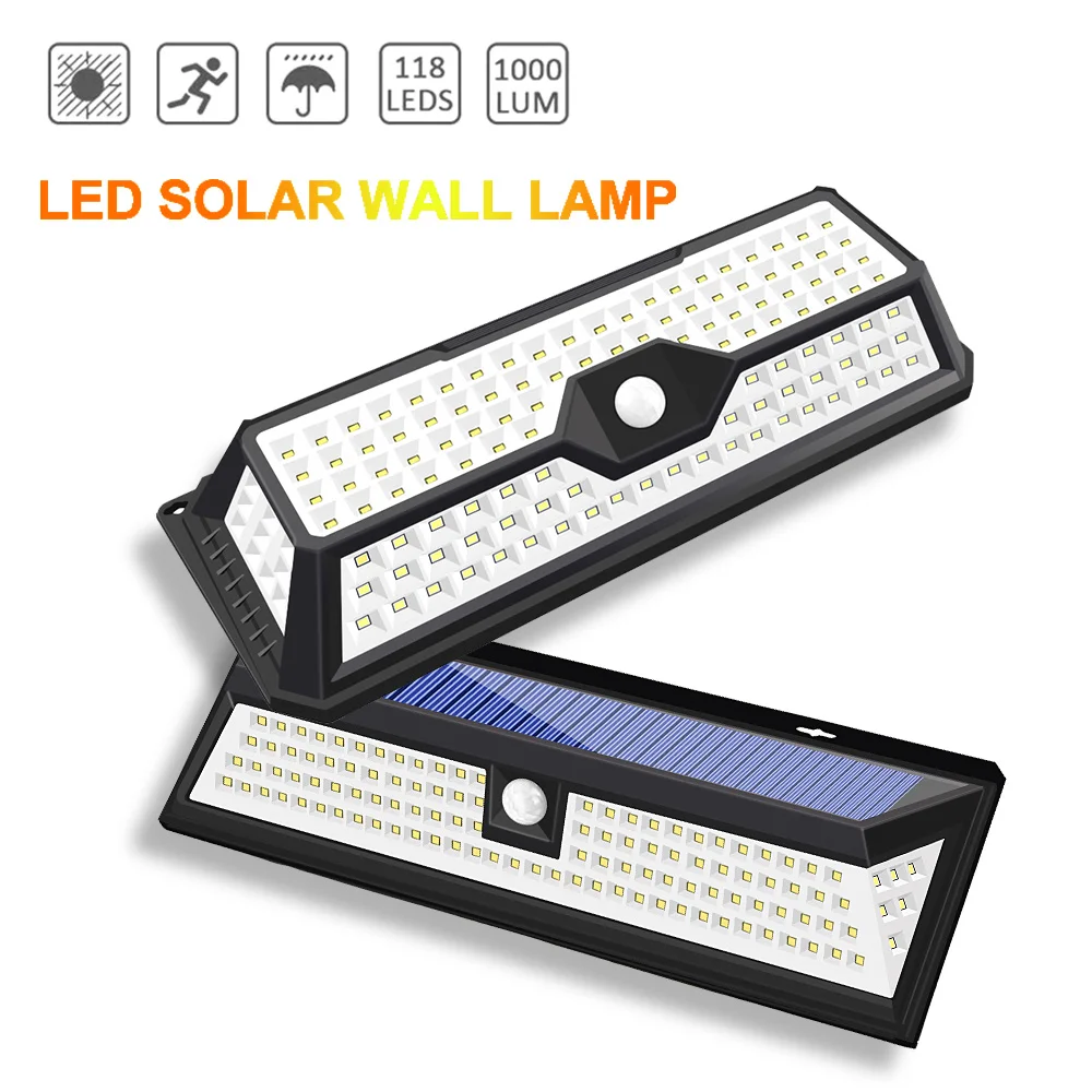 

44/66/136/118 LED 3 Modes Garden Solar LED Lights Outdoor Solar Lamps Motion Sensor 270 Degree Waterproof IP65 Wall Solar Light