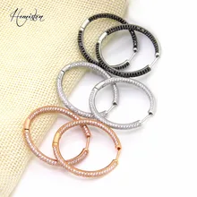 Hemiston серебро розовое золото цвет полностью проложили черный белый цирконий креольские серьги-кольца, романтические ювелирные изделия подарок для женщин TS 126EX