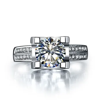 

2 Carat 750 White Gold Oxhead Style Sightly Synthetic Diamonds Women Engagement Ring Surprise Quality With Non Other Metal