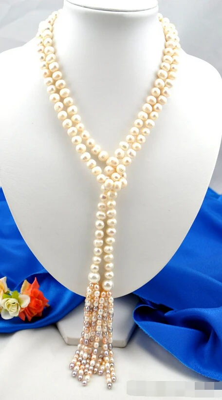 

huij 004902 Fashion 10mm round white freshwater pearl necklace 50inch