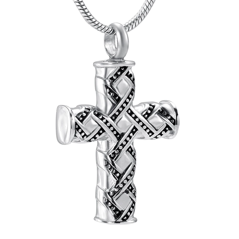 IJD9929 316L Stainless Steel Ashes Urn Necklace Religious Men Cross