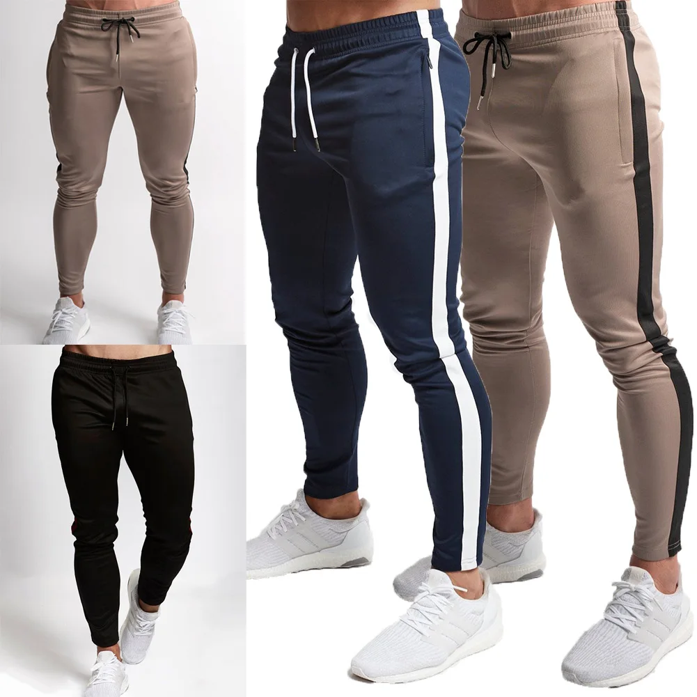 Новые модные тонкие брюки мужские повседневные брюки для бега бодибилдинг фитнес пот ограниченное время пот брюки