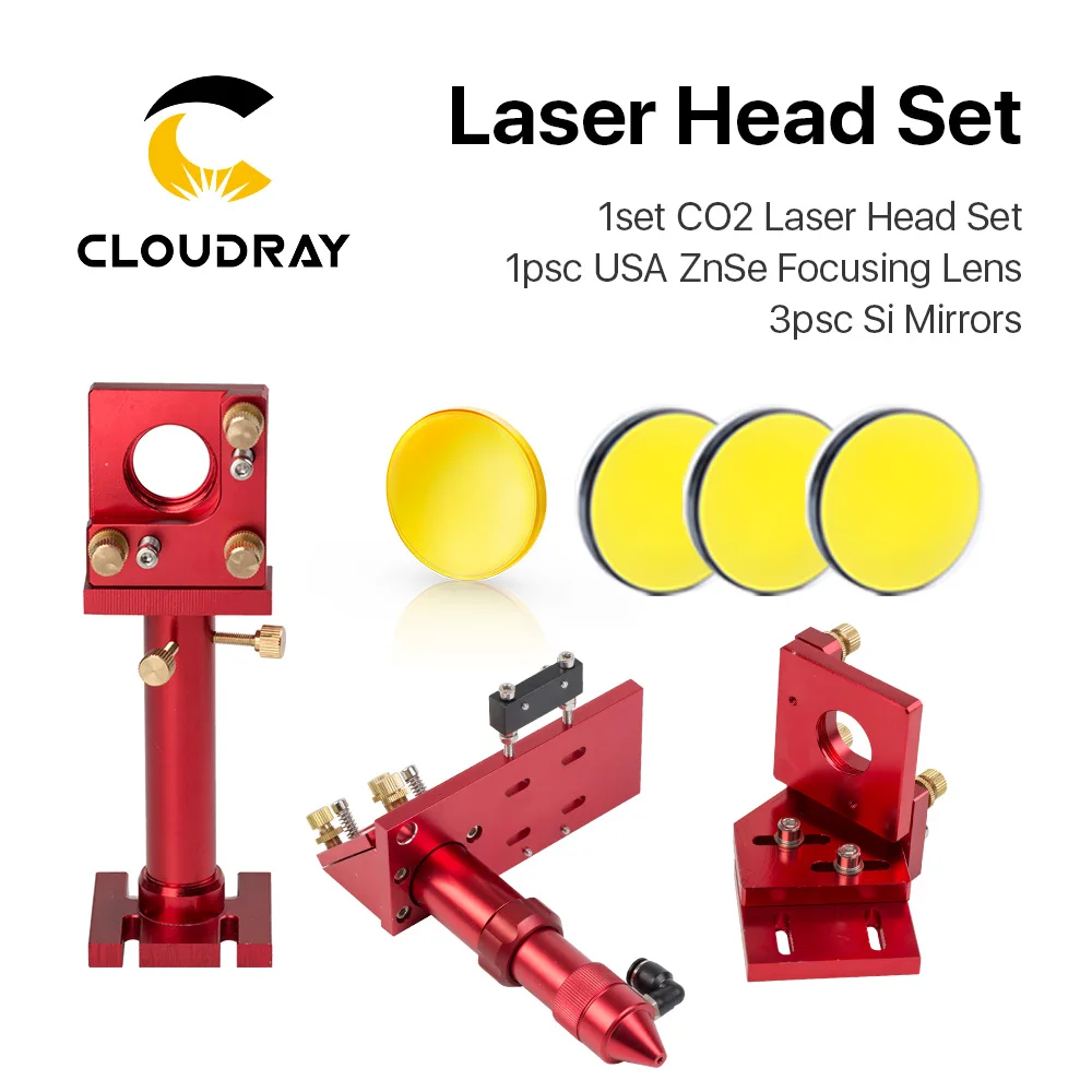 

C Series: CO2 Laser Head Set + 1Pcs Focusing Lens + 3Pcs Si / Mo Mirrors for Engraver Cutting Machine Parts