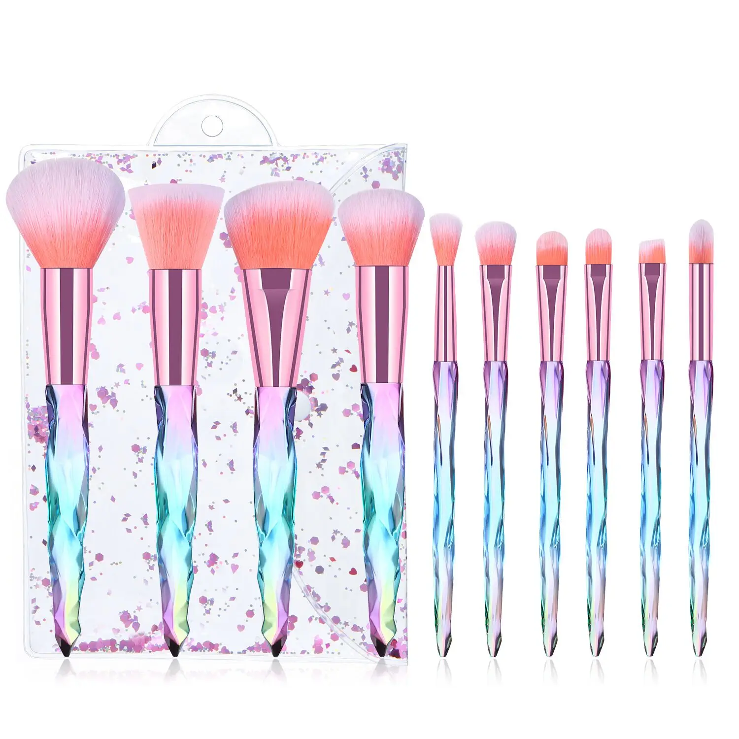 

10Pcs Crystal Style Makeup Brushes Set Powder Foundation Eye Blush Brush Cosmetic Professional Makeup Brush Kit Tools with Case