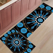 2 шт. кухонные подстилки И КОВРИКИ НАБОР Современная Мандала датура буддизм этнический домашний декор Нескользящая зона бегун входной коврик