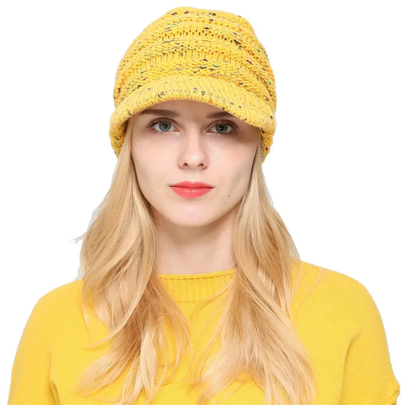 Шапки женские зимние теплые вязаные утолщенные шапки шерстяные Лыжные шапки с козырьком дизайн распродажа Gorras Mujer 30SP27