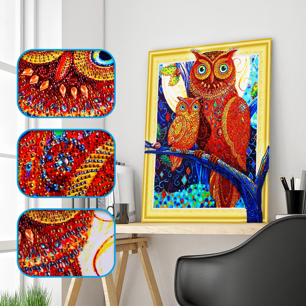 

Diamond Embroidery Painting Branch Owls Pattern Rhinestone 5D DIY Diamond Painting Cross Stitch Diamond Home Decor