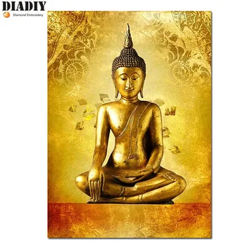 

5D DIY Diamond Painting Golden Buddha Statue Full Square&round Rhinestone Sets Diamond Embroidery Cross-Stitch home decor