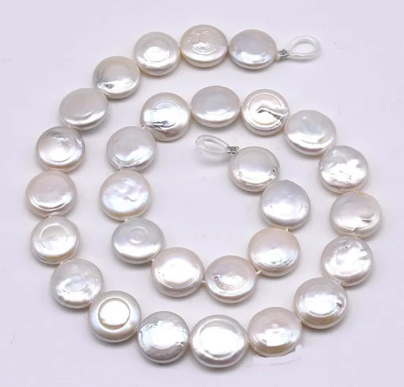 

13-14mm Big Size Coin Pearls Jewellery,White Color Freshwater Pearl Loose Beads,Wholesale Real Pearl