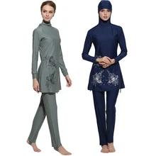 Мусульманский купальник с принтом для женщин и девушек, Мусульманский купальник с полным покрытием, скромные исламские купальные костюмы размера плюс, бикини