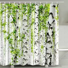 CHARMHOME березовый лес ветка листья водонепроницаемый и плесени устойчивы ткань Ванная комната Душ шторы белый зеленый коричневый