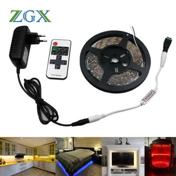 

5M 2835 RGB LED Strip light tira lamp neon white Decor Flexible Tape waterproof diode ribbon Controller dimmer 12V adapter set