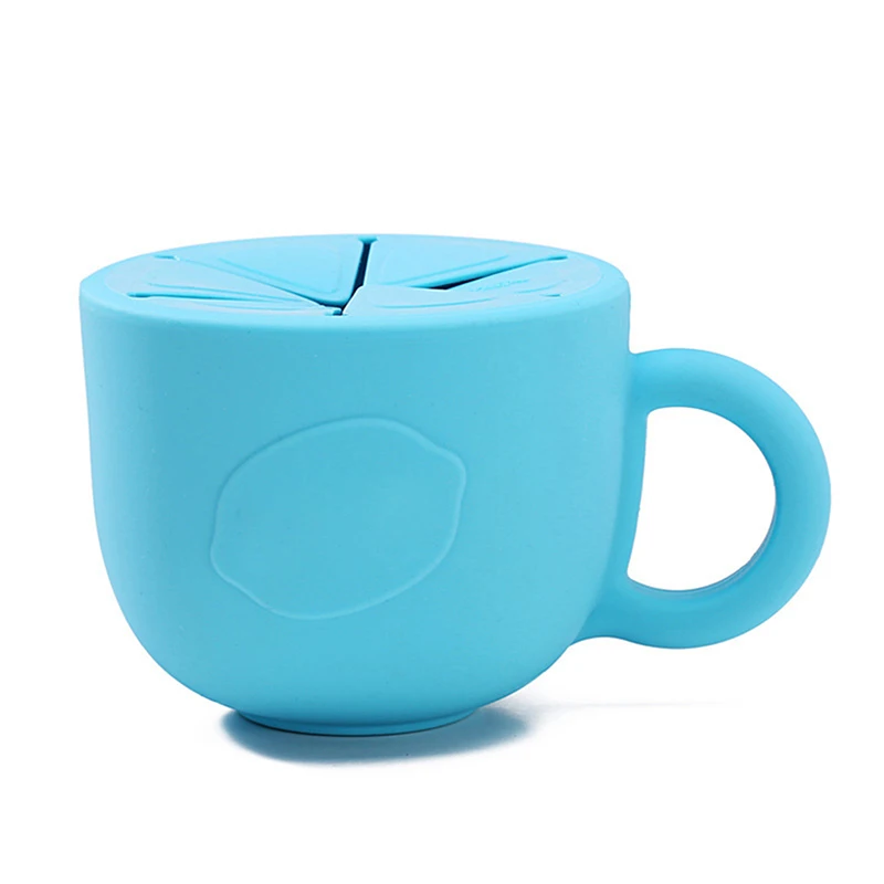 Детская чашка для закусок чаша анти-Пролитая герметичная детская контейнер для закусок силиконовая чашка с ручкой Младенческая силиконовая кухонная принадлежность - Цвет: blue