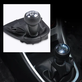 

beler Gear Stick Shift Knob + PU Leather Gear Cover Gaiter For Peugeot 307 2001 2002 2003 2004 2005 2006 2007 2008