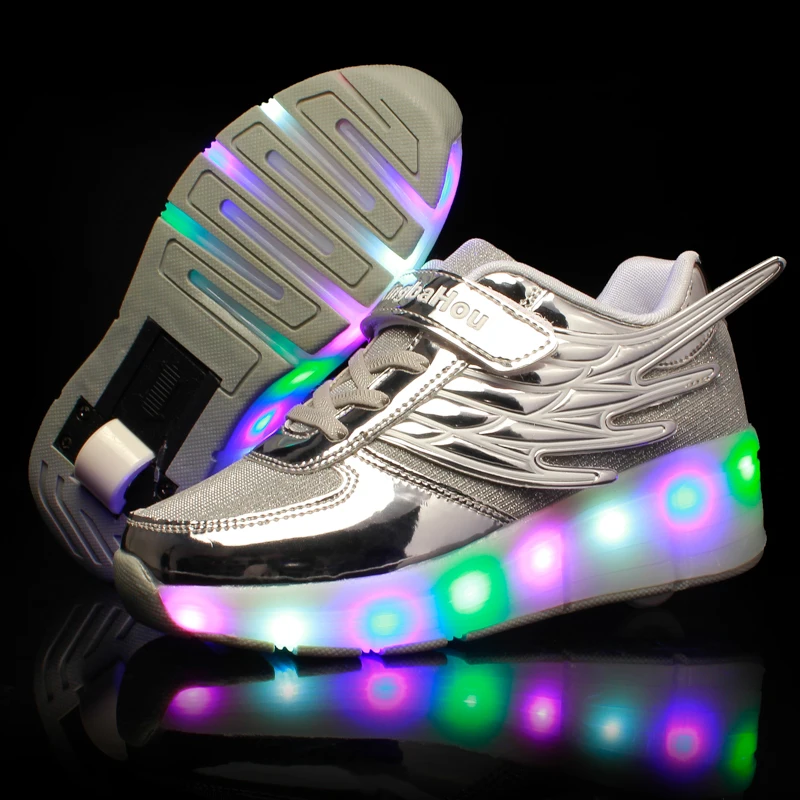 

Kids Light Up Shoes with Wing Sneakers with Roller and Glowing Led Slippers Led Shoes Infant for Children Luminous Sneakers