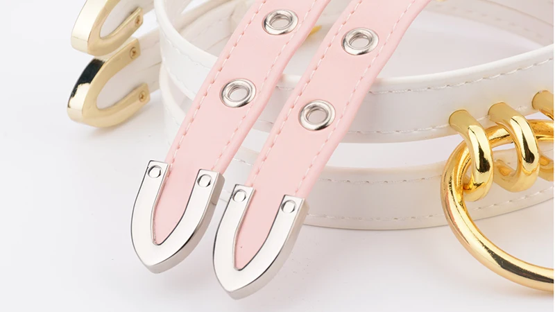 Classic Caged Frame Collar Hand Crafted PU Leather Cut Out Frame Choker Gothic Silver Gold Metal O Round Shape Necklace Women 11