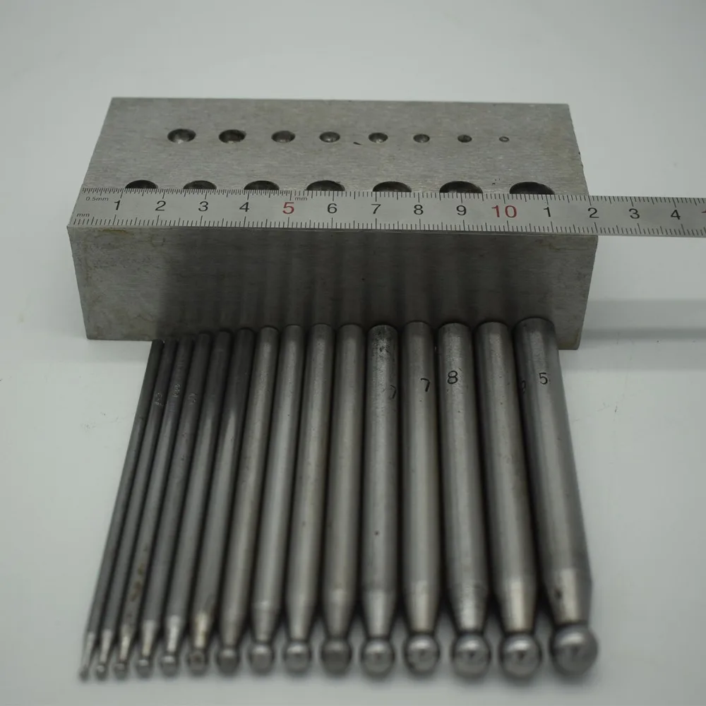 

15pc Jewelers Dapping Block Doming Punches Jewelry Metal Forming Puncher Set