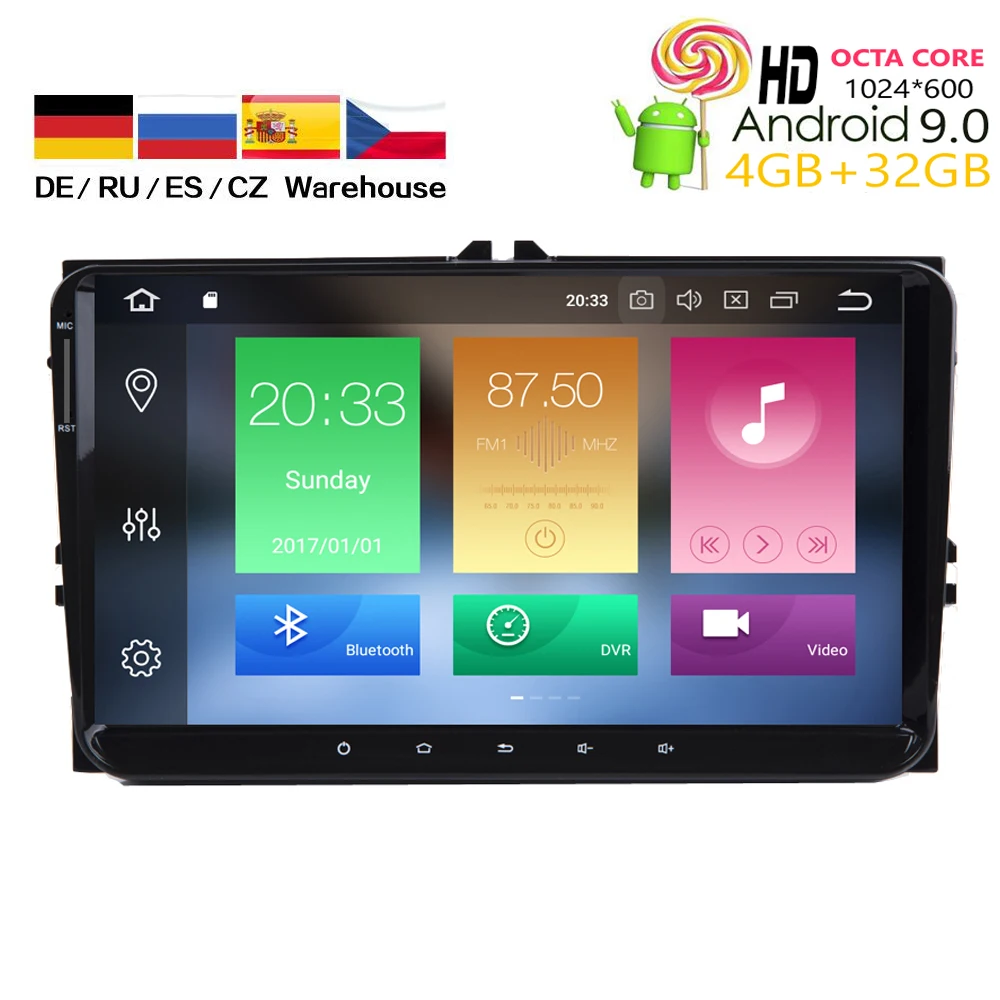 

HIRIOT 9'' IPS Android 9.0 CAR DVD GPS Player For VW PASSAT CC GOLF POLO CADDY SKODA Octa Core Radio 4G+32G BT Mirror Link DAB+