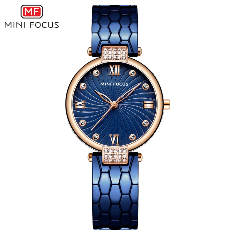 MINI FOCUS Women's Luxury Blue Watches Stainless Steel Bracelet Strap Waterproof Quartz Wristwatch Lady Woman Relogios 0186L MINI FOCUS Women's Luxury Blue Watches Stainless Steel Bracelet Strap Waterproof Quartz Wristwatch Lady Woman Relogios 0186L