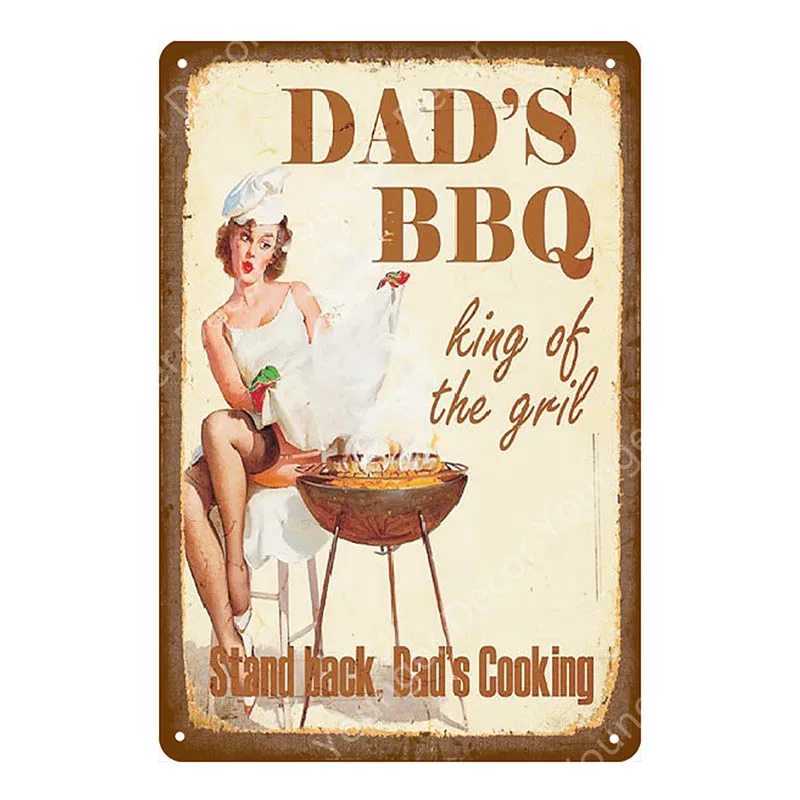 Dad's BBQ вечерние металлические вывески для барбекю в античном стиле, для бара, отеля, стейка, дома, декор в стиле ретро, Настенная роспись, табличка YH043 - Цвет: YD3471H