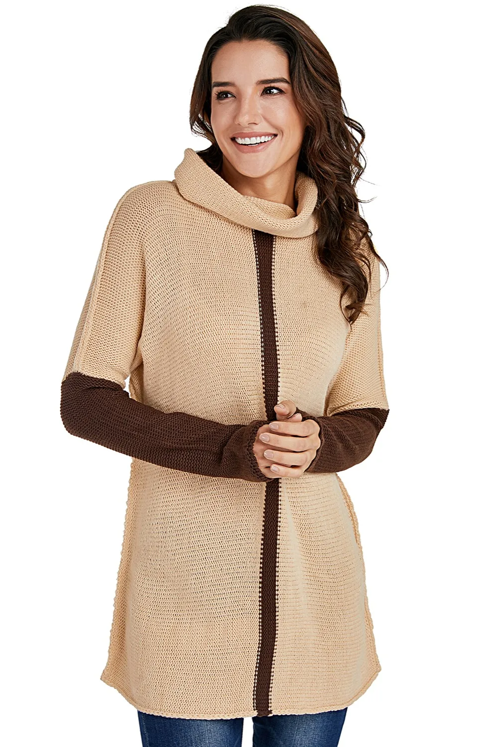 Brown-Apricot-Individual-Cowl-Neck-Pullover-Sweater-LC27974-17-4