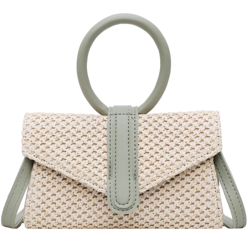 الأزياء القش حقيبة الأعلى مقبض حقائب كتف حقائب النساء الصيف كيس الروطان اليدوية المنسوجة حقيبة شاطئية حقيبة يد للسفر محفظة الساخن