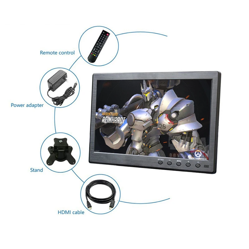 

10.1 INCH Portable Monitor 1920*1200 Gaming Display with VGA HDMI USB Interface built-in Speakers For PS4 XBOX Windows PC