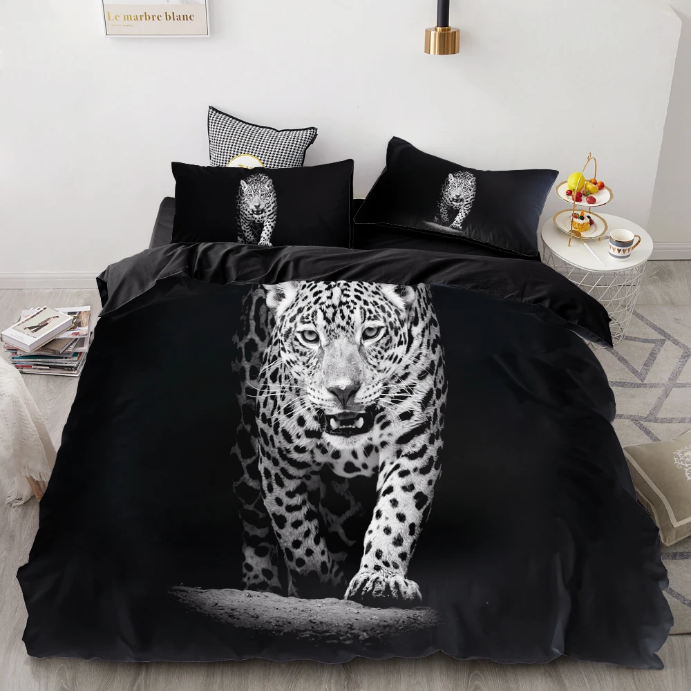 3D Print Bedding Set Custom,Duvet Cover Set King/Europe/USA,Comforter/Quilt/Blanket Cover Set,Animal Black panther Bedclothes