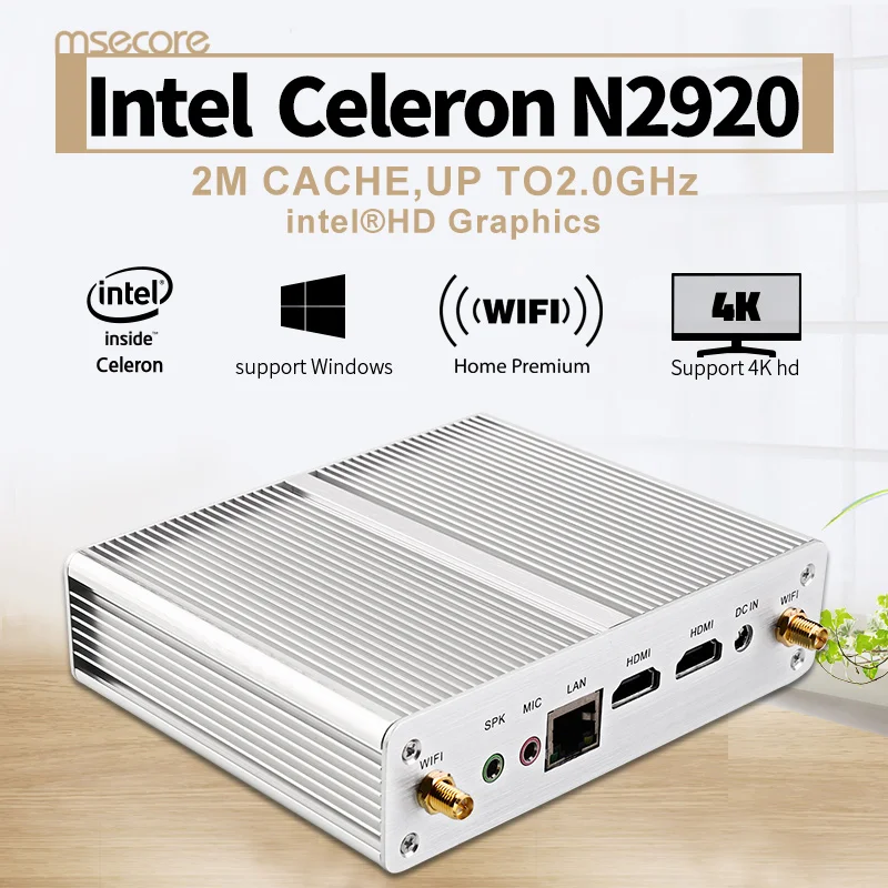  Intel N2920 Fanless Mini PC Desktop Computer TV BOX Windows 10 Nettop Windows 8 Dual HDMI HTPC HD Graphics 4K HD 300M WiFi 