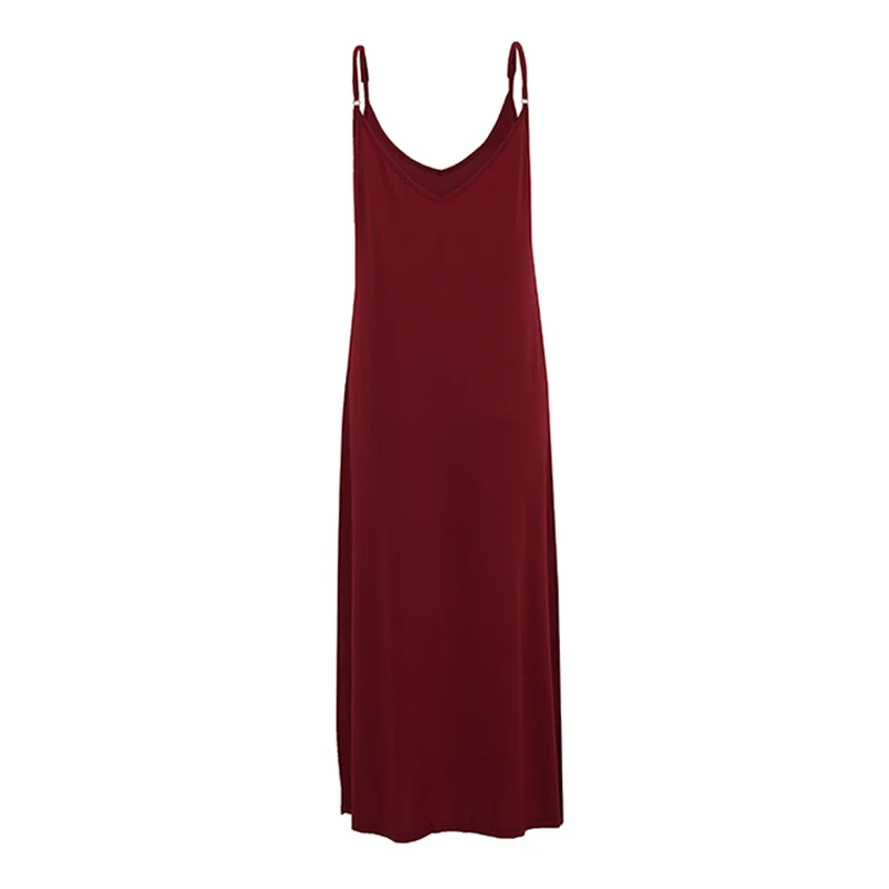 

Sexy Women Summer Dress Solid Spaghetti Strap V Neck Backless Sleeveless Split Asymmetric Hem Casual Tunic Slim Dresses vestidos