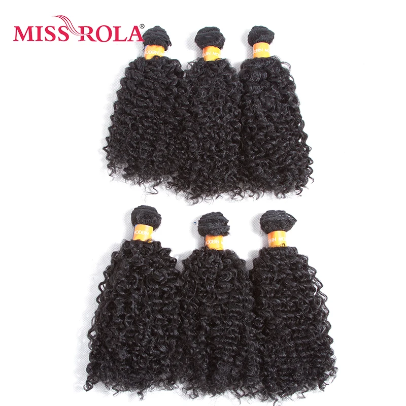 

Miss Rola 1B# Synthetic Curly Hair Extensions 9.5"inch 6Pcs/Pack Kanekalon Hair Wave Bundles Deals Machine Sewed Double Weft