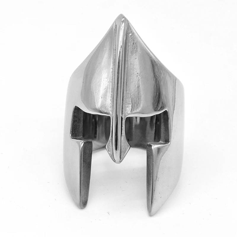 AMUMIU Titanium steel New Arrival Face Sparta Ring Men Stainless Steel Black Color Male jewelry Exquisite Men Biker R019 Fashion Jewelry