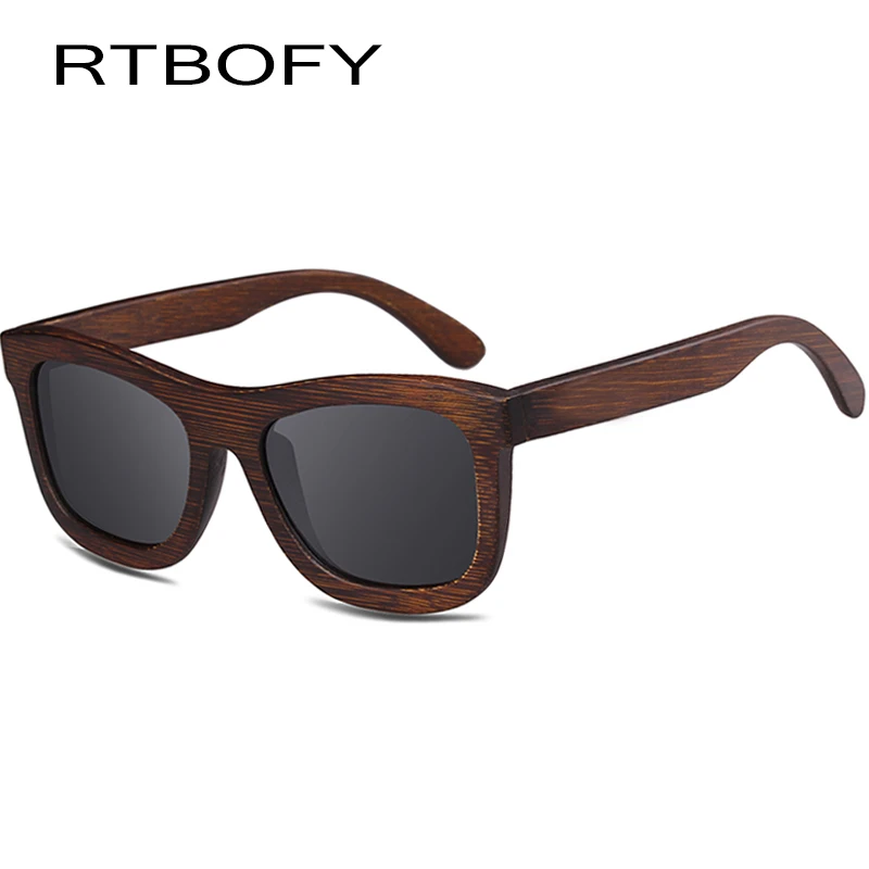 Rtbofy солнцезащитные очки с деревянной оправой Для мужчин и Для женщин солнцезащитные очки с поляризированными стеклами очки Bamboo рамки Винтаж дизайн оттенков UV400 защитные очки