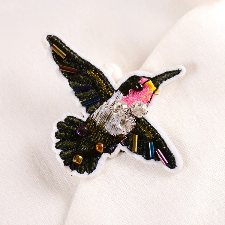GUGUTREE вышитые бисером нашивки птицы, кристаллы бриллианты насекомые блестками аппликация патч для пальто, футболки, шляпы, сумки, свитера, рюкзак