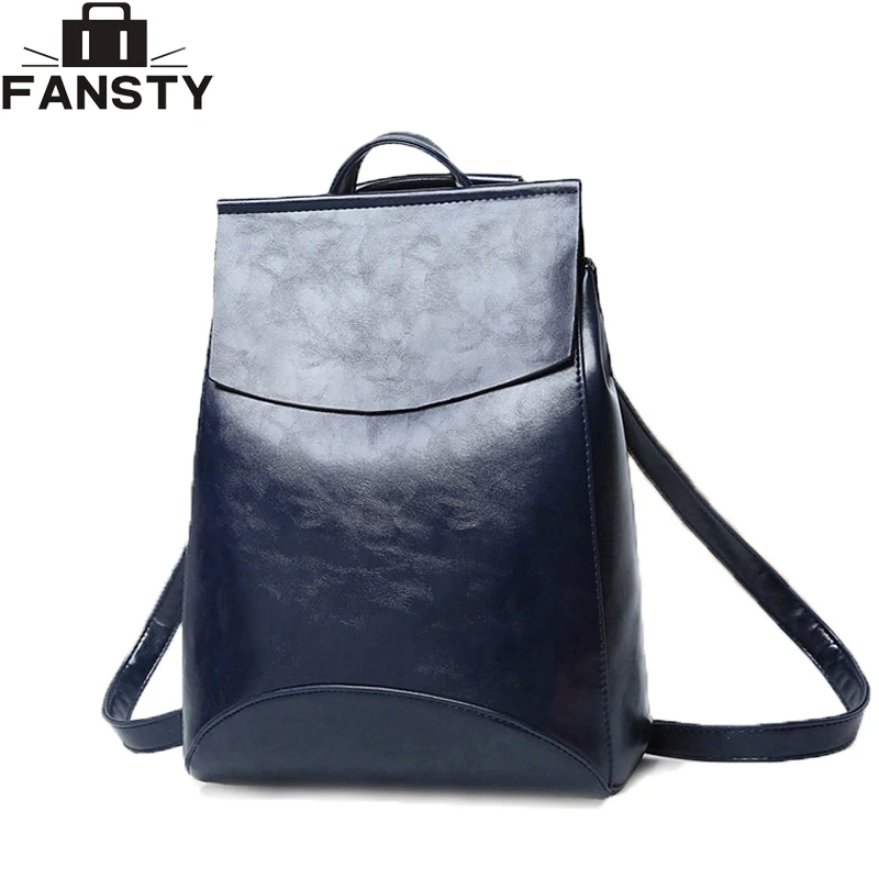 

Famous Brand Backpack Women Backpacks Solid vintage School Bags for Girls black leather backpack mochilas mujer 2016 for teenage