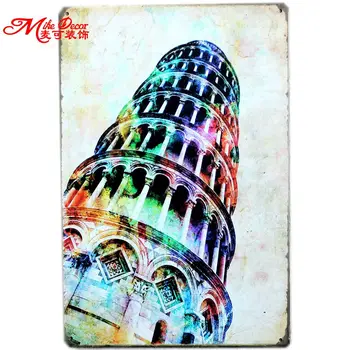 

[ Mike86 ] Retro The Leaning Tower of Pisa Metal Painting Pub Party Decor Vintage Sticker Wall Plaque20*30 CM Mix Items AA-429